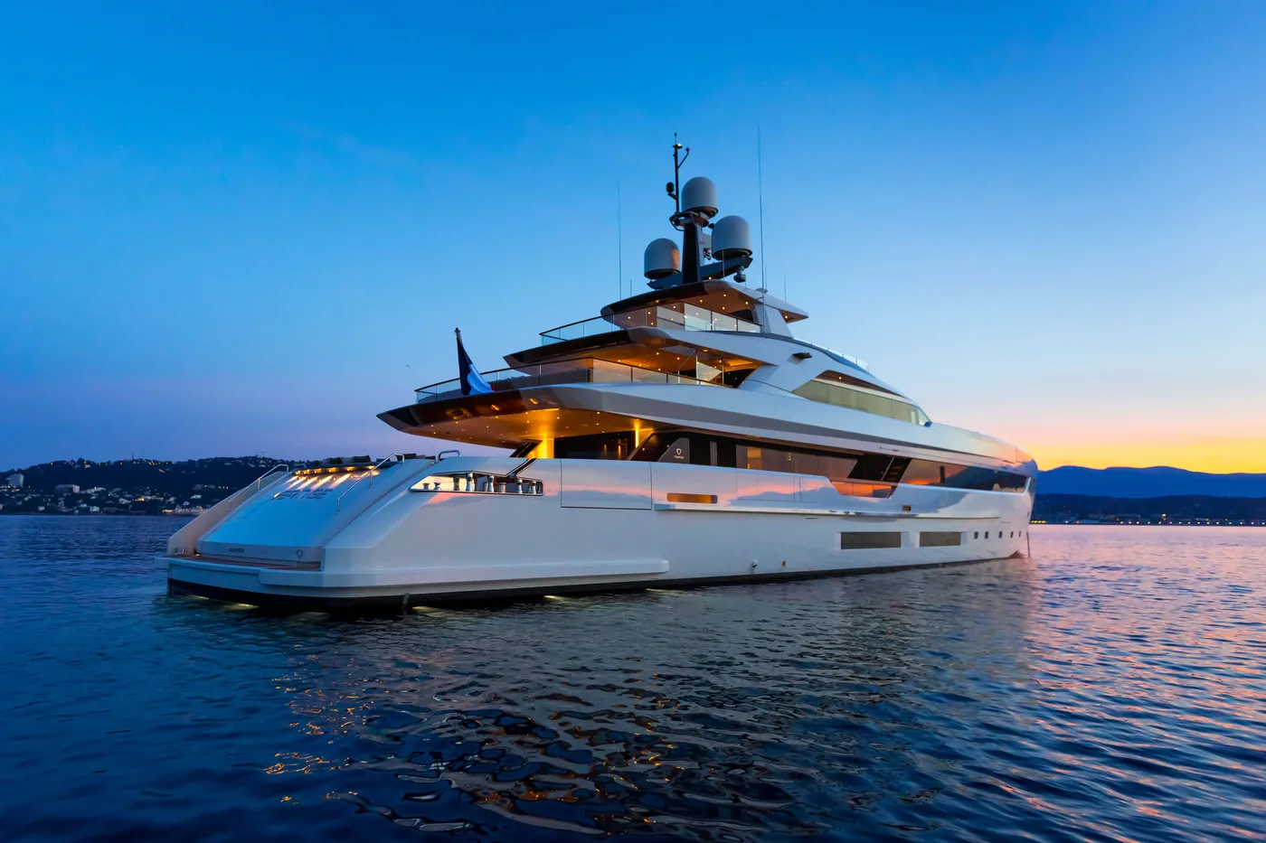 Superyacht in the 50-metre class under way
